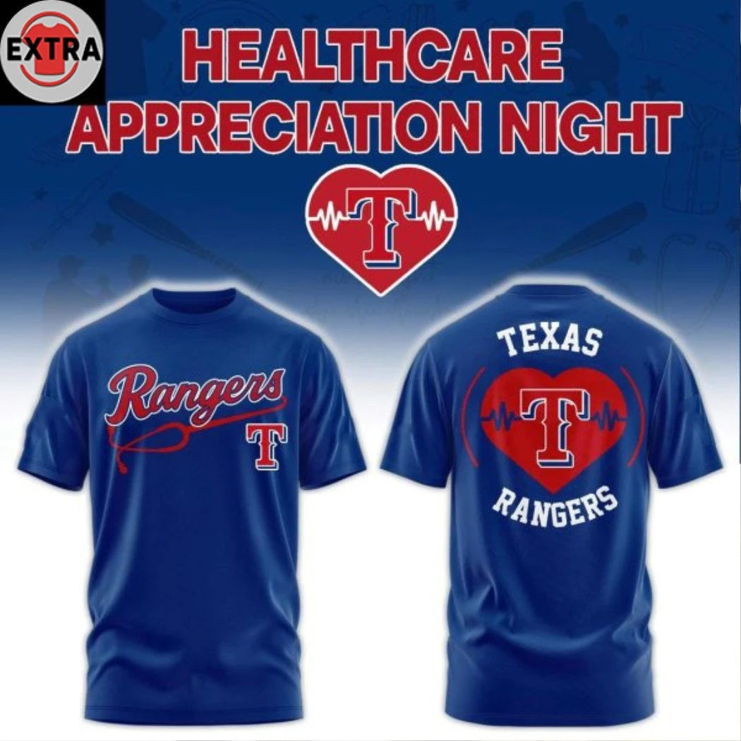 Nice Texas Rangers Healthcare Appreciation Night 2026 Celebrate Logo Two Sided T-shirt