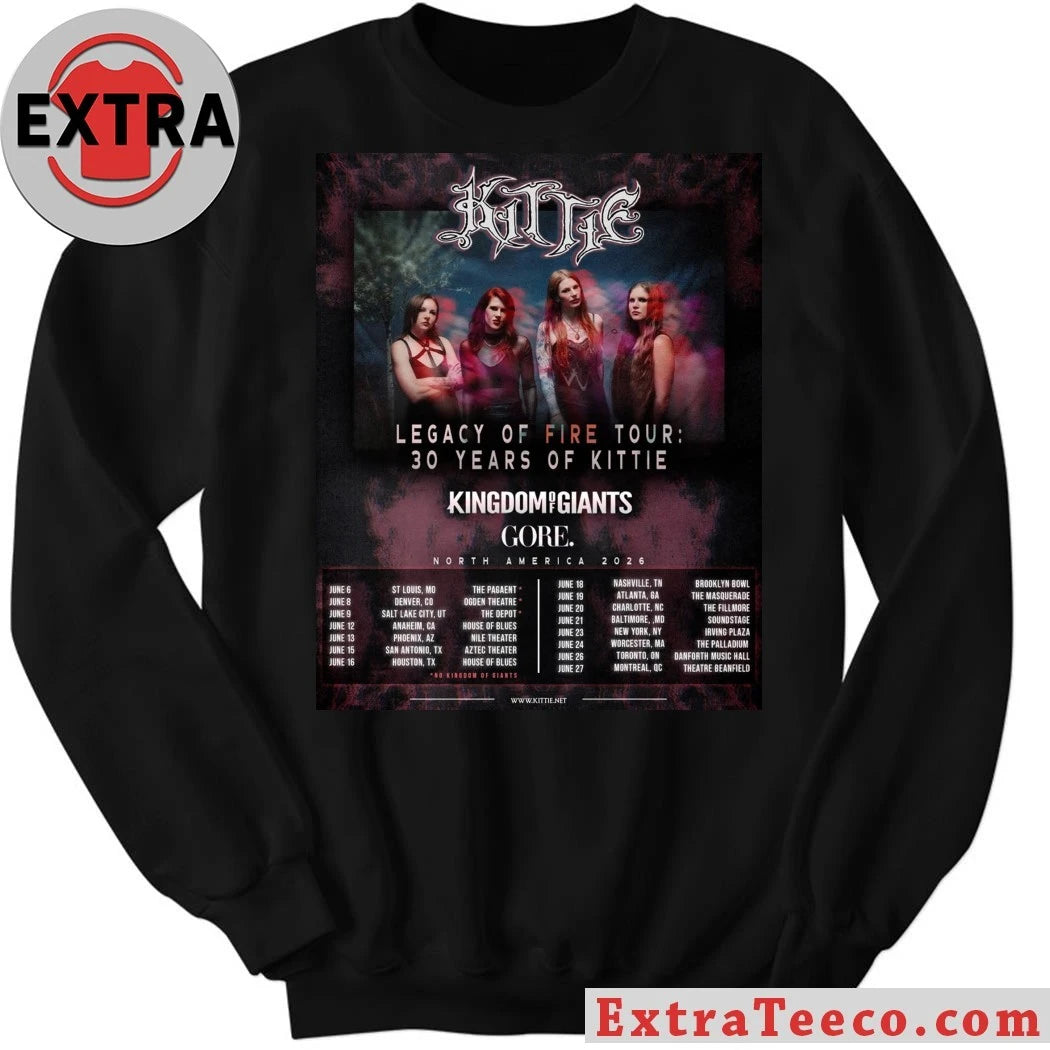 Nice The Legacy of Fire Tour celebrates the 30th anniversary of the Canadian heavy metal band Kittie Shirt