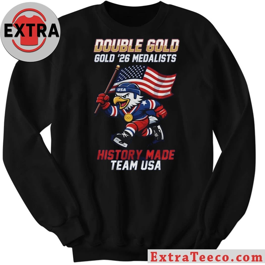 Nice USA Hockey Double Gold 2026 Olympics History Made Team USA Shirt