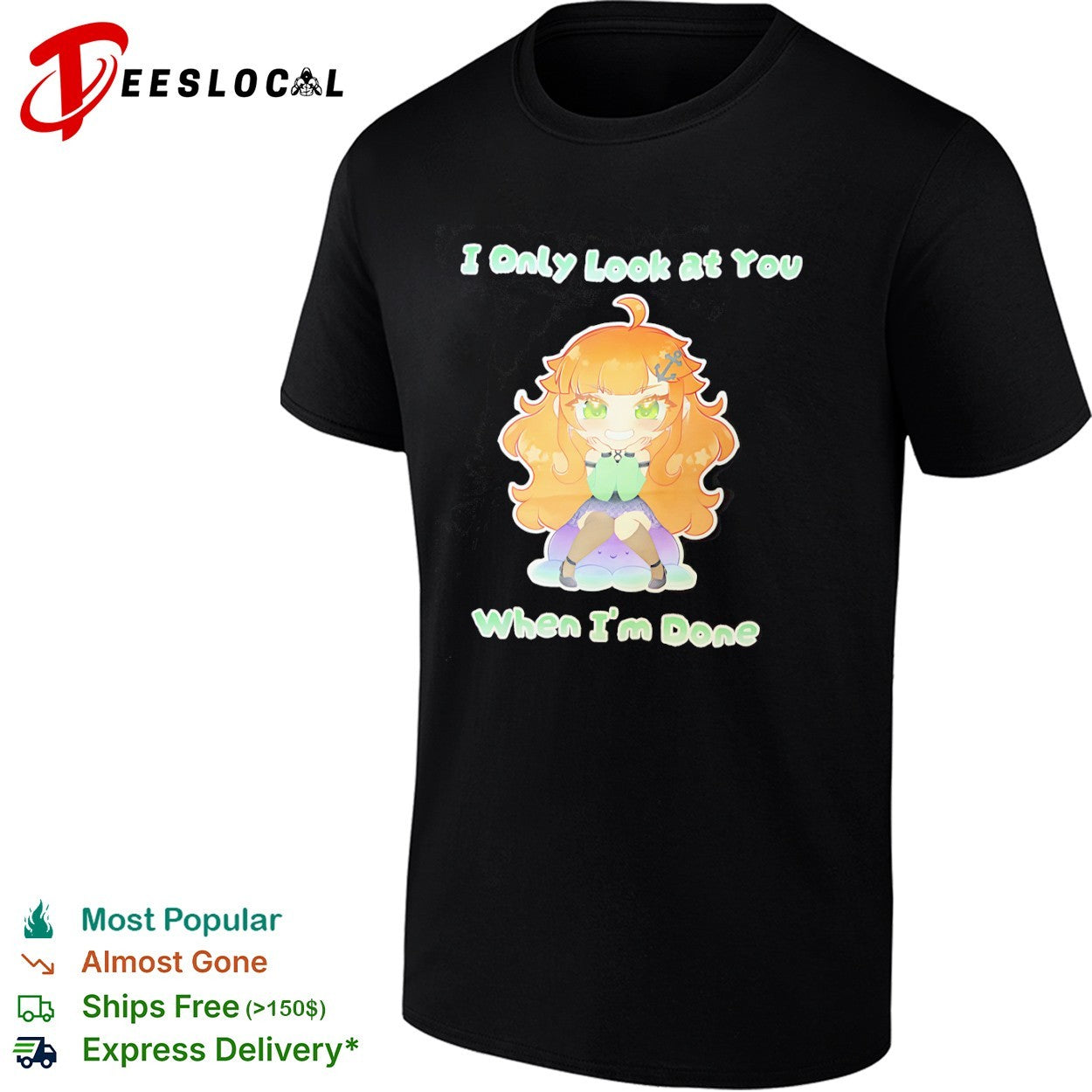 Ninomae Ina nis Hololive I Only Look at You When Im Done chibi anime character shirt