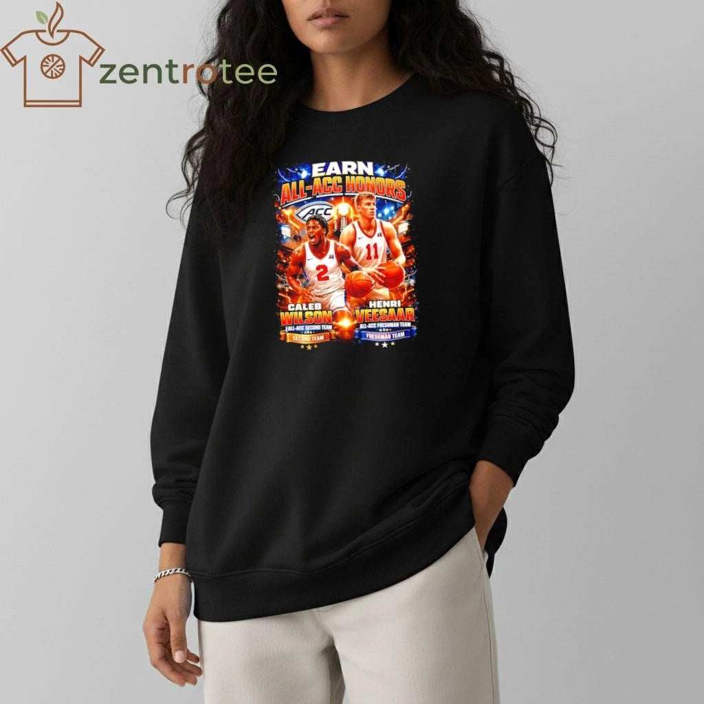 Nkctees Caleb Wilson &amp; Henri Veesaar Earn All-ACC Honors Basketball T-Shirt