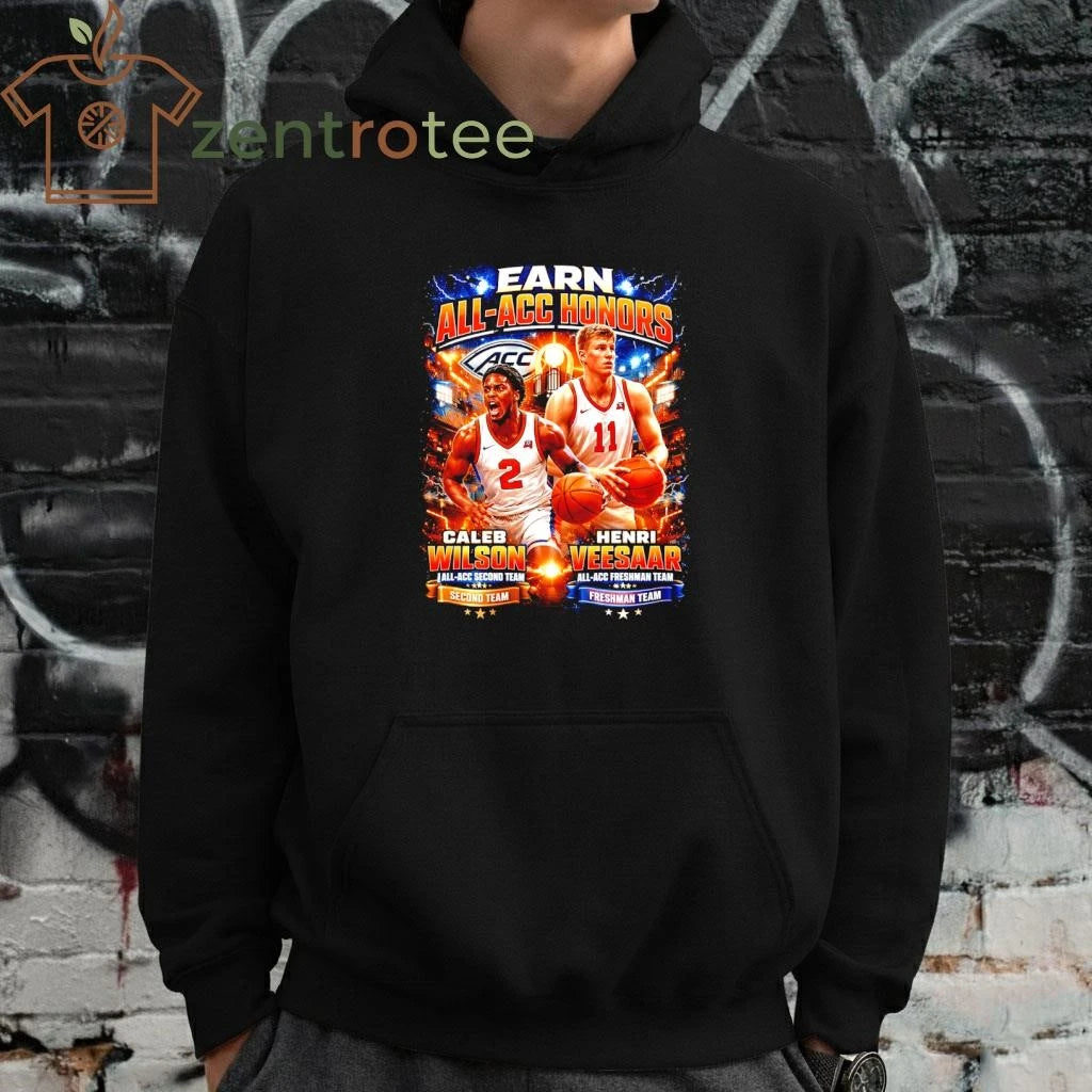 Nkctees Caleb Wilson &amp; Henri Veesaar Earn All-ACC Honors Basketball T-Shirt