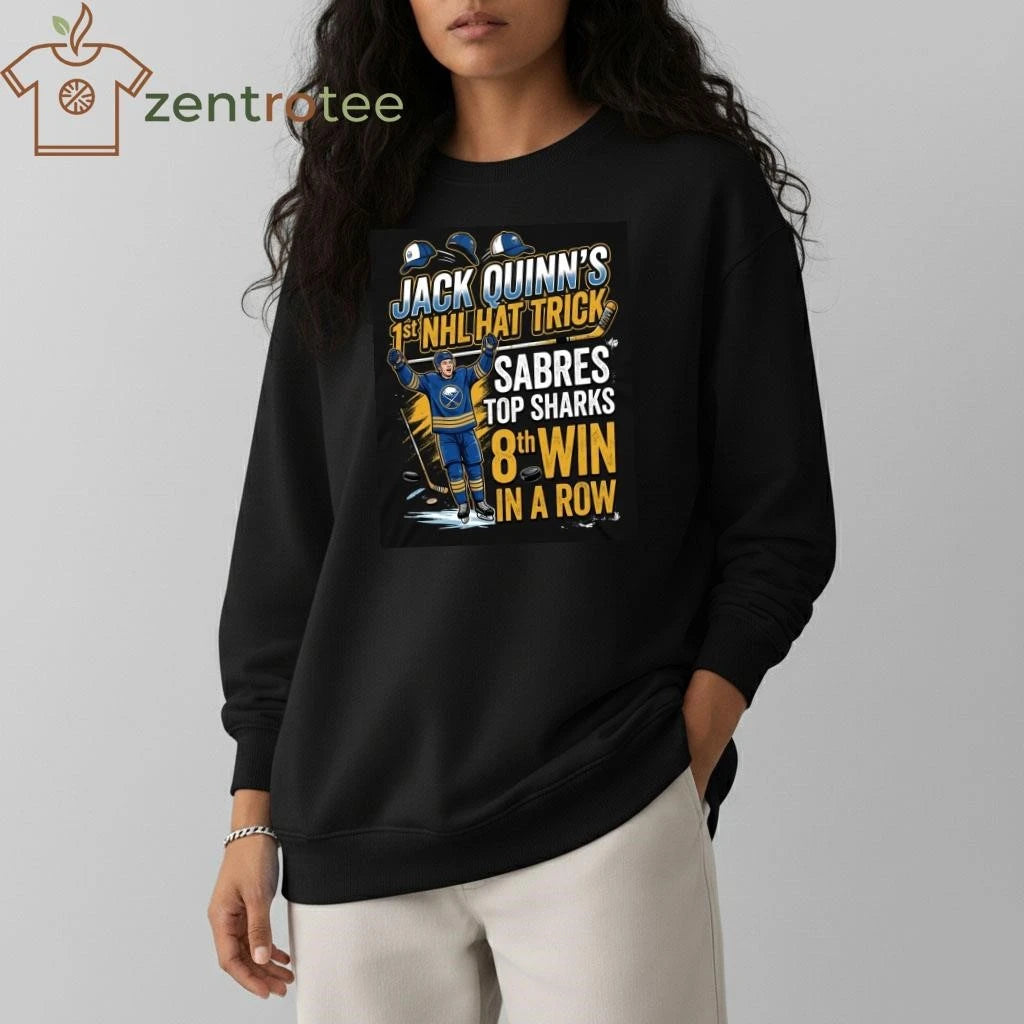 Nkctees Jack Quinn 1st NHL Hat Trick T-Shirt – Buffalo Sabres 8th Win Streak Graphic Tee