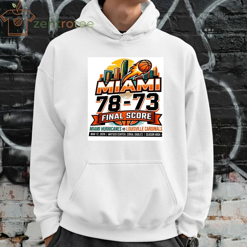 Nkctees Miami vs Louisville 78-73 Final Score Graphic T-Shirt – March 12, 2026