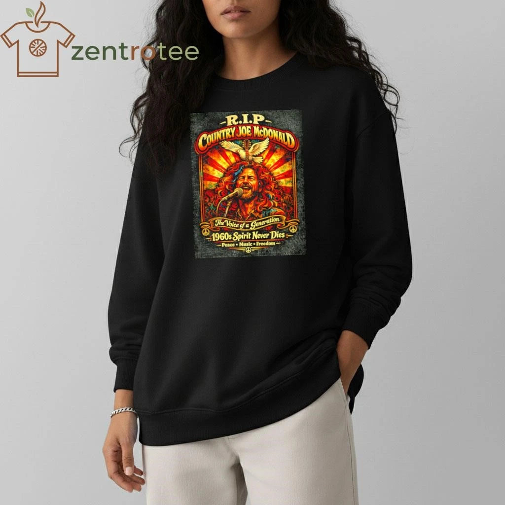 Nkctees R.I.P Country Joe McDonald Vintage Psychedelic Rock Tribute T-Shirt