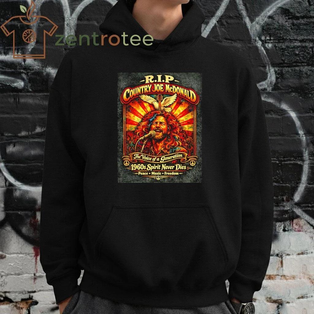 Nkctees R.I.P Country Joe McDonald Vintage Psychedelic Rock Tribute T-Shirt