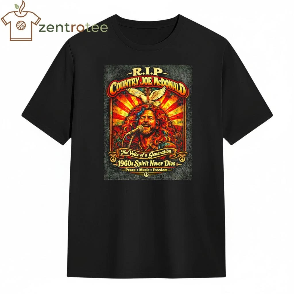 Nkctees R.I.P Country Joe McDonald Vintage Psychedelic Rock Tribute T-Shirt