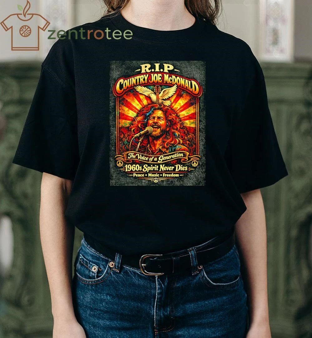 Nkctees R.I.P Country Joe McDonald Vintage Psychedelic Rock Tribute T-Shirt