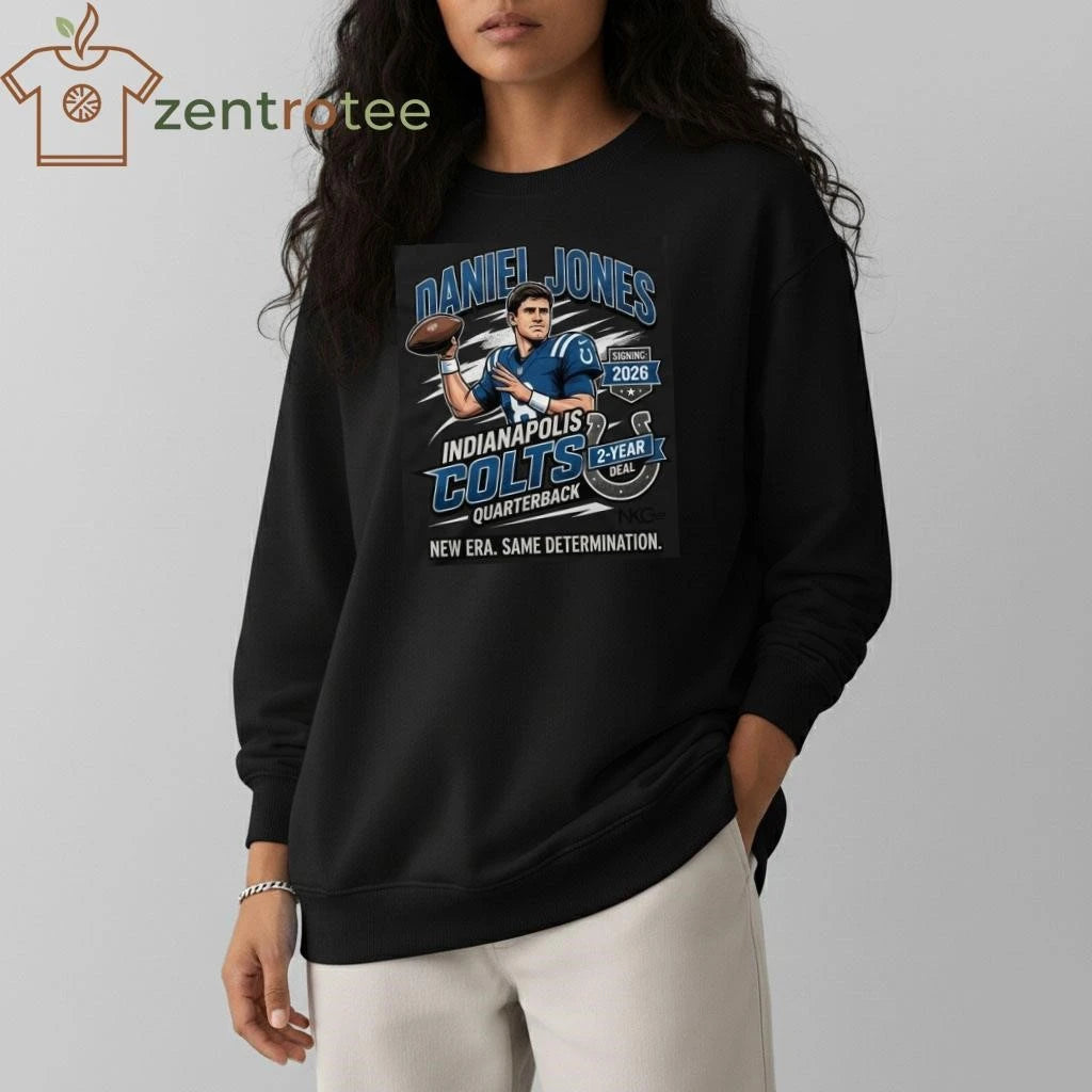 Nkctees x Indianapolis Colts Daniel Jones New Era 2026 Graphic Tee – Black Edition