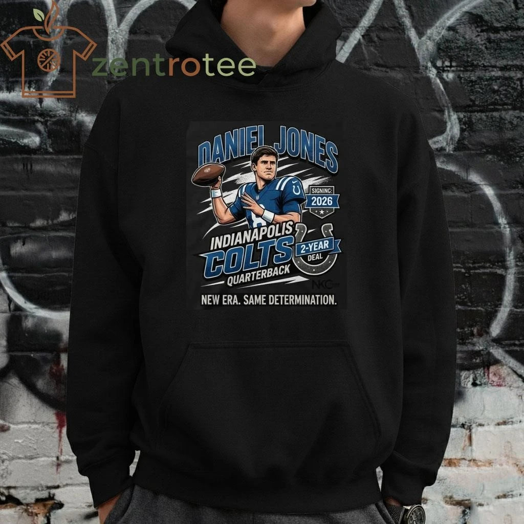 Nkctees x Indianapolis Colts Daniel Jones New Era 2026 Graphic Tee – Black Edition