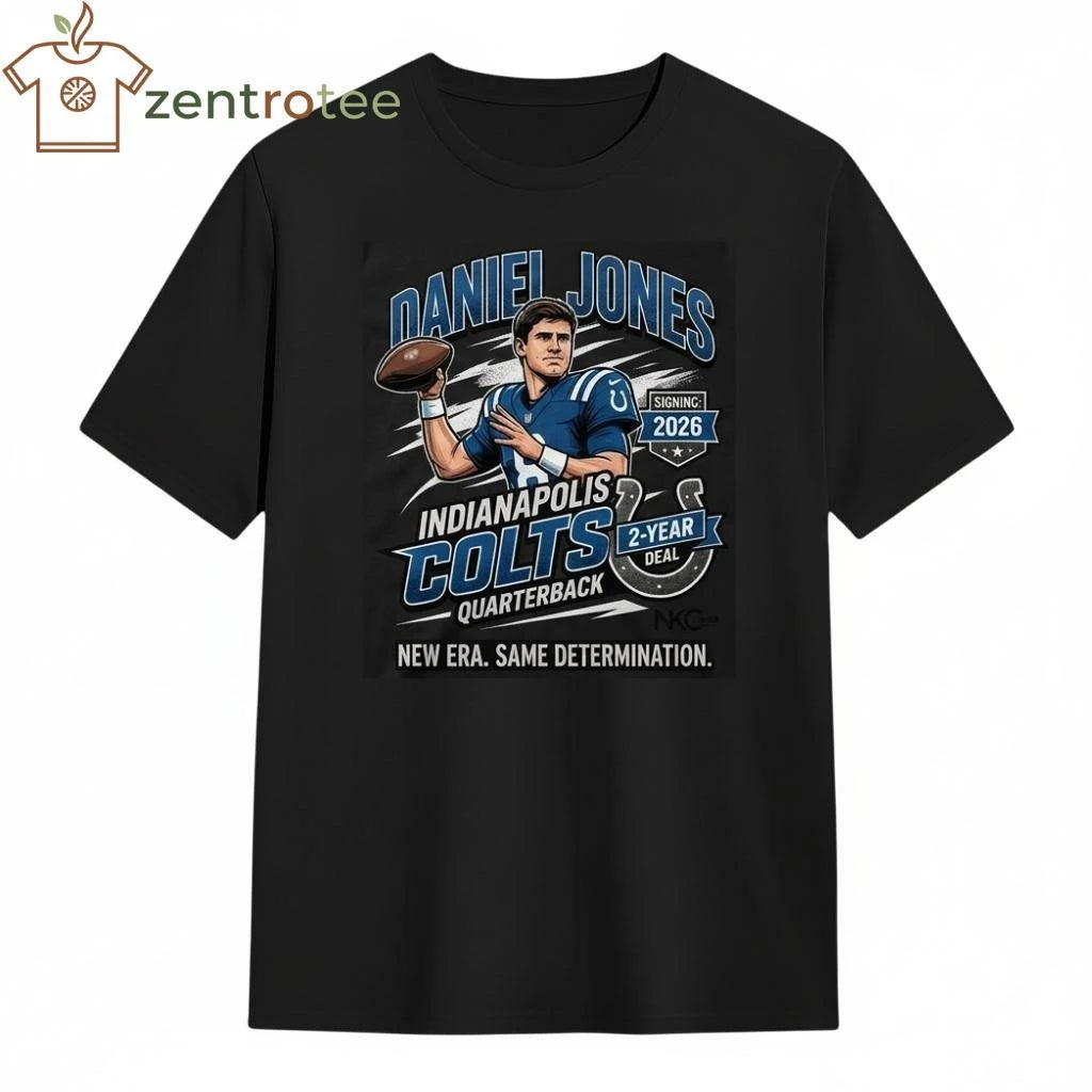 Nkctees x Indianapolis Colts Daniel Jones New Era 2026 Graphic Tee – Black Edition