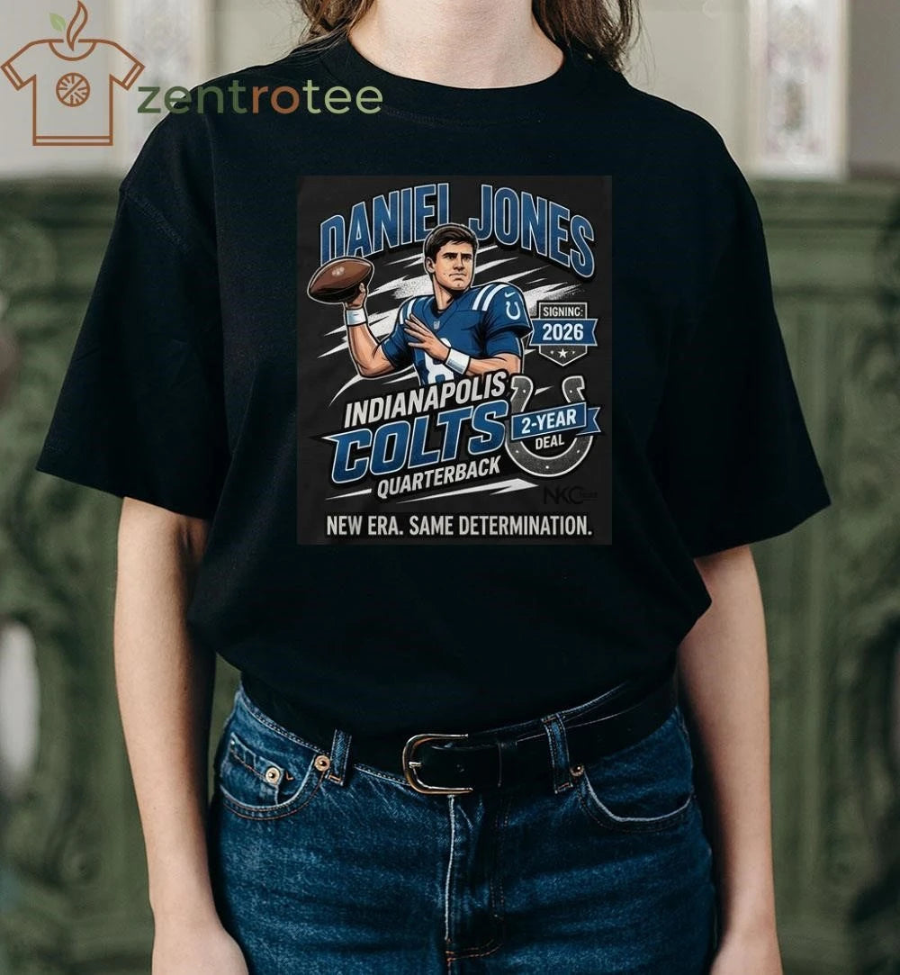 Nkctees x Indianapolis Colts Daniel Jones New Era 2026 Graphic Tee – Black Edition