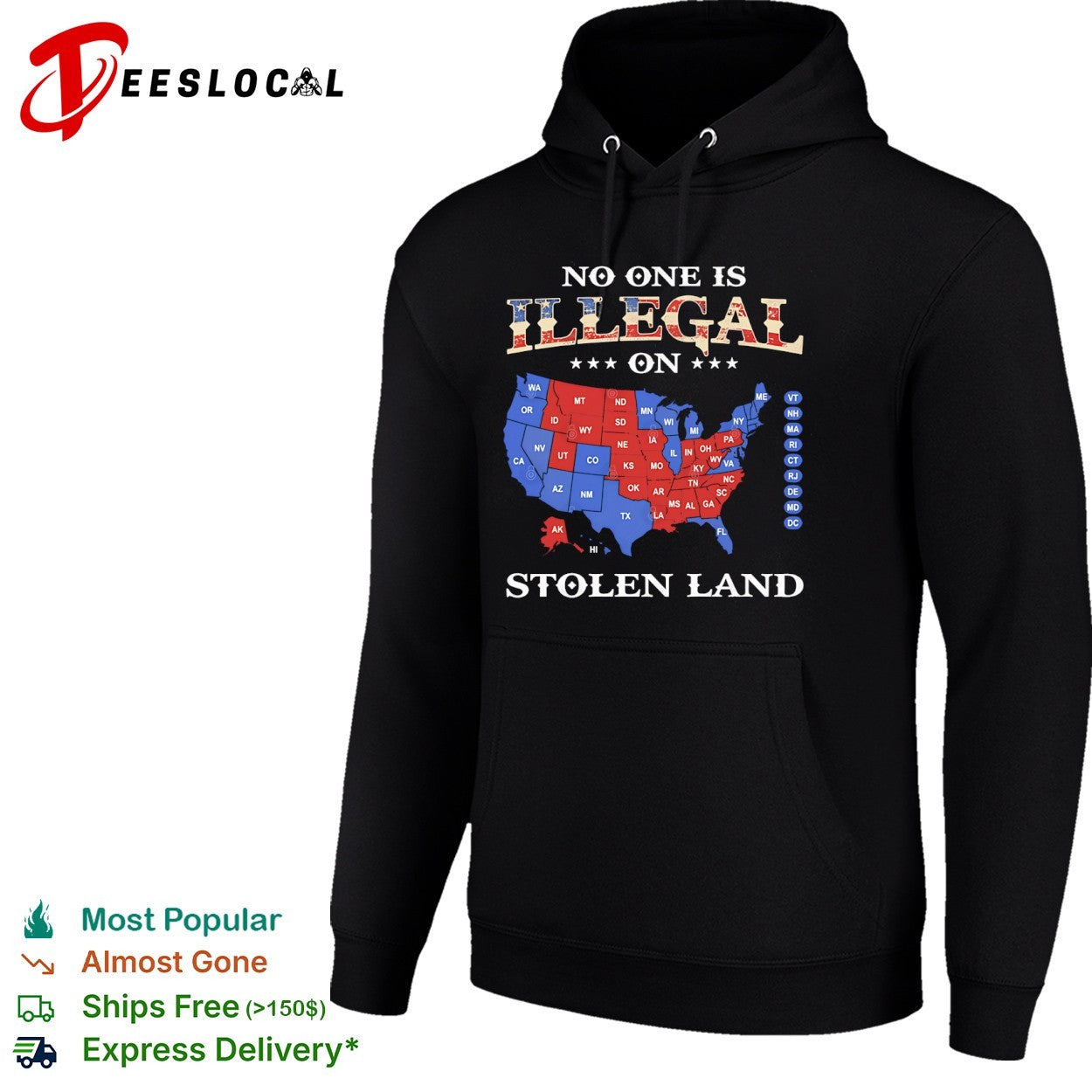 No One Is Illegal on Stolen Land USA map political activist shirt