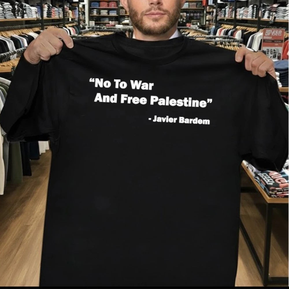 No To War And Free Palestine Javier Bardem Oscars 2026 T-Shirt