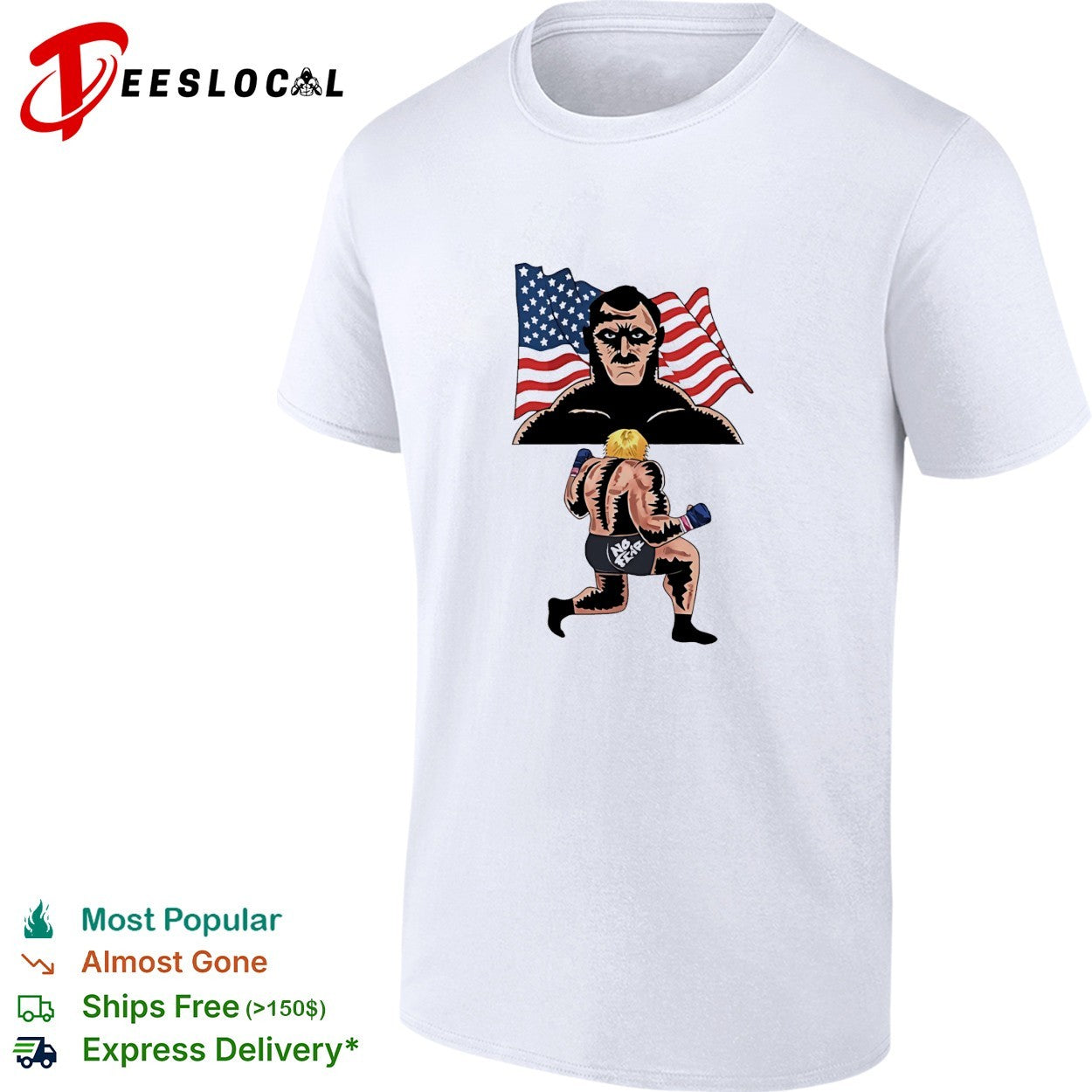 No fear American flag bodybuilding wrestling retro shirt