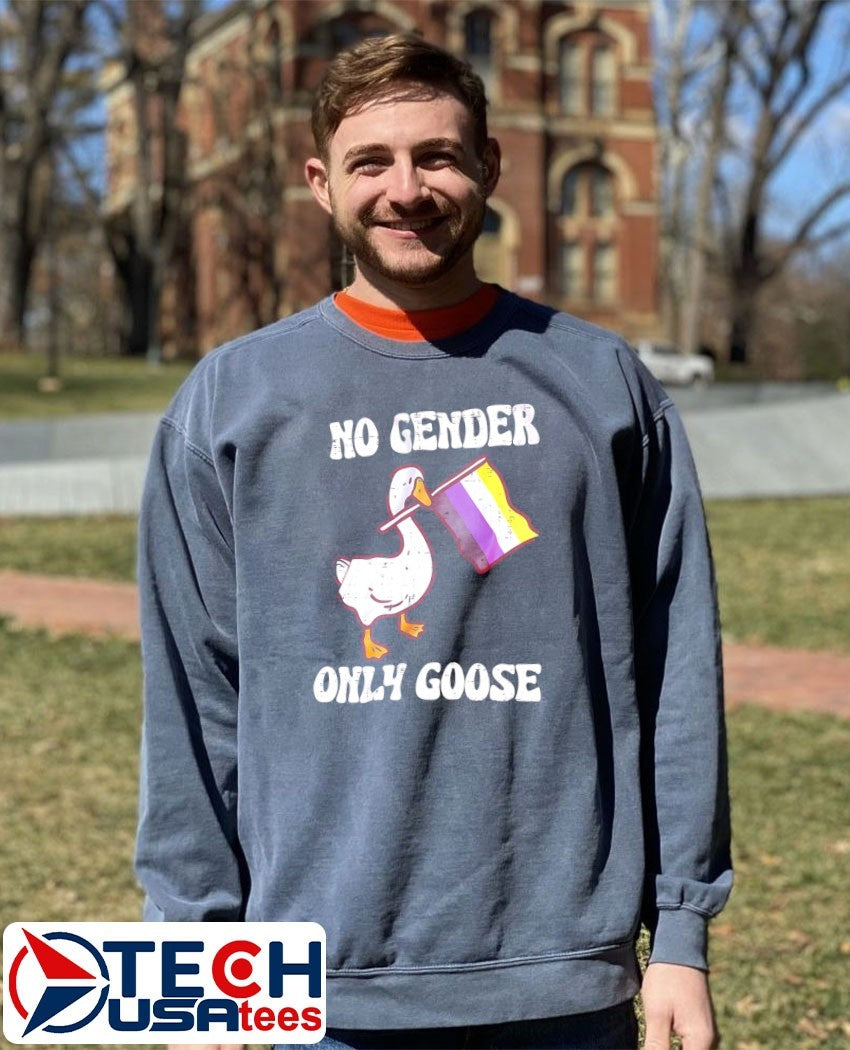 No gender only goose non-binary pride flag shirt