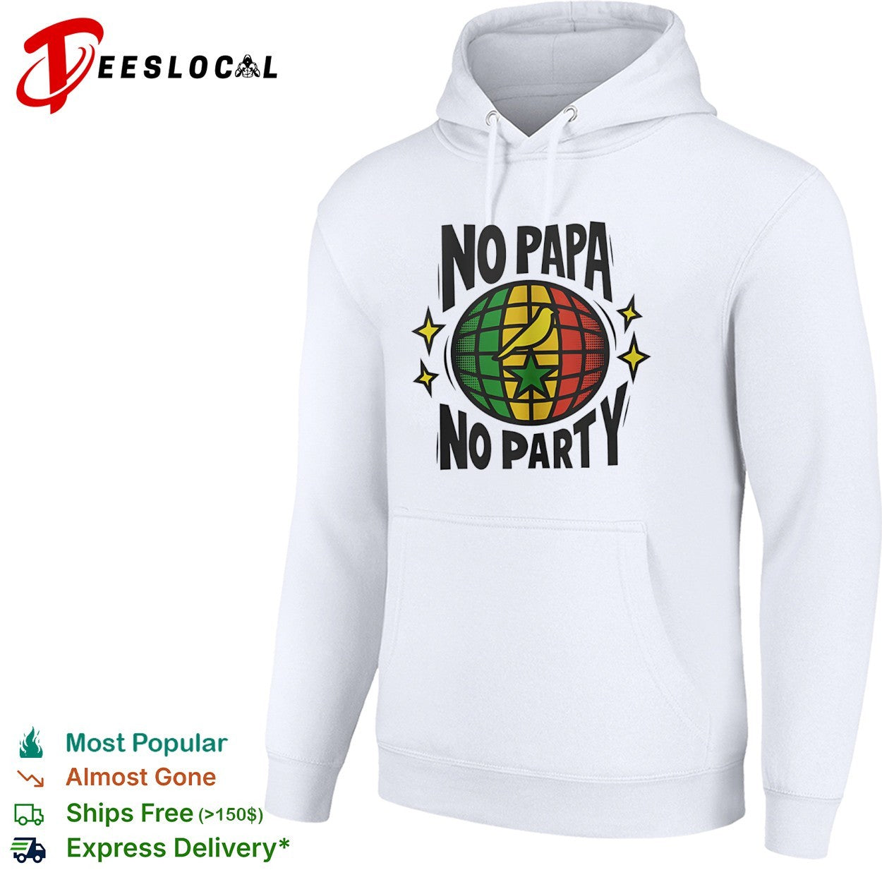 No papa no party bird globe shirt