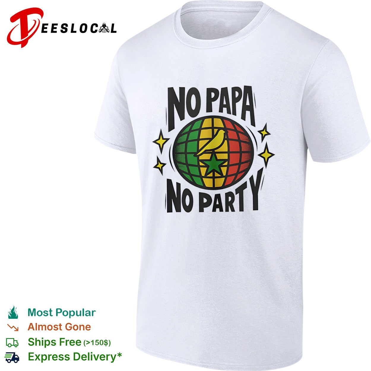 No papa no party bird globe shirt