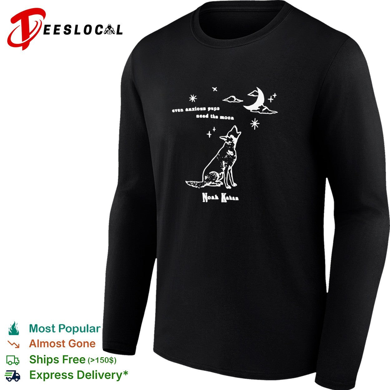 Noah Kahan even anxious pups need the moon wolf howling shirt