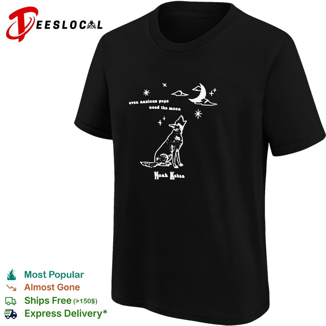 Noah Kahan even anxious pups need the moon wolf howling shirt