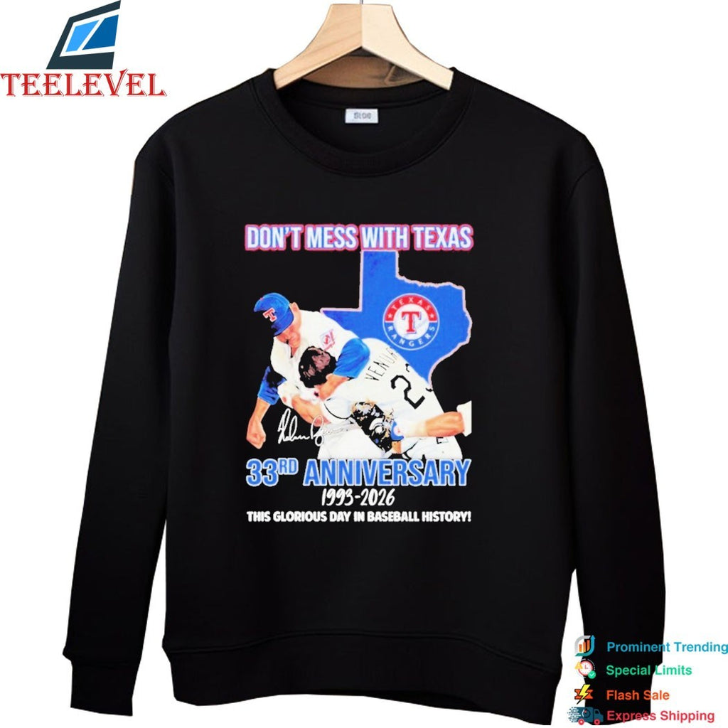 Nolan Ryan And Robin Ventura Texas Rangers Don’t Mess With Texas 33rd Anniversary 1993 2026 This Glorious Day In Baseball History T-Shirts