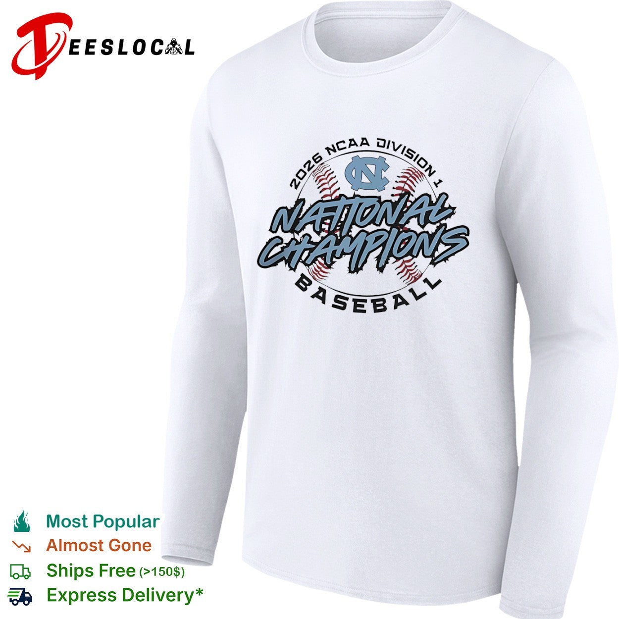 North Carolina 2026 NCAA division I national champions baseball logo shirt