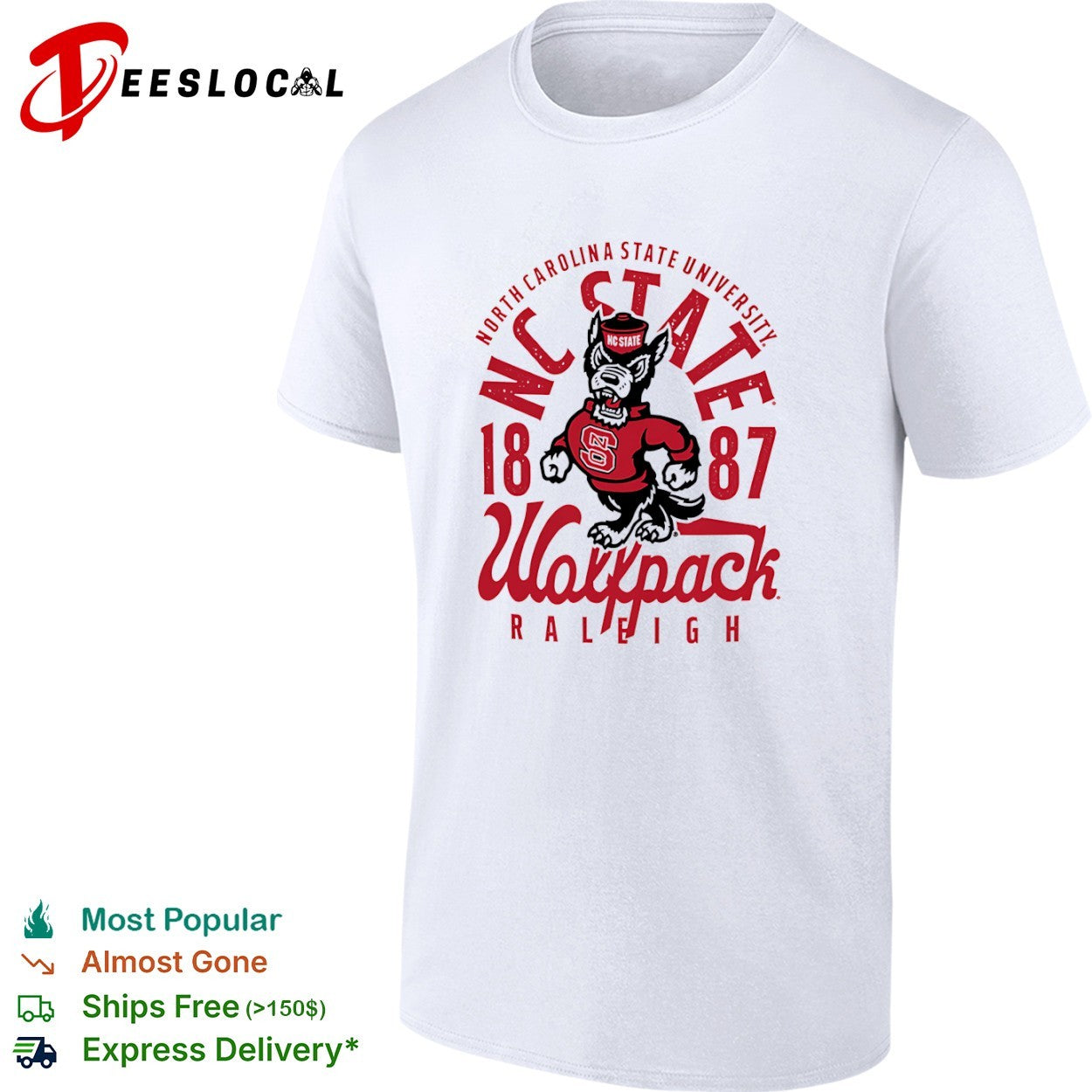 North Carolina State University Wolfpack 1887 Raleigh NC State Mascot Logo shirt