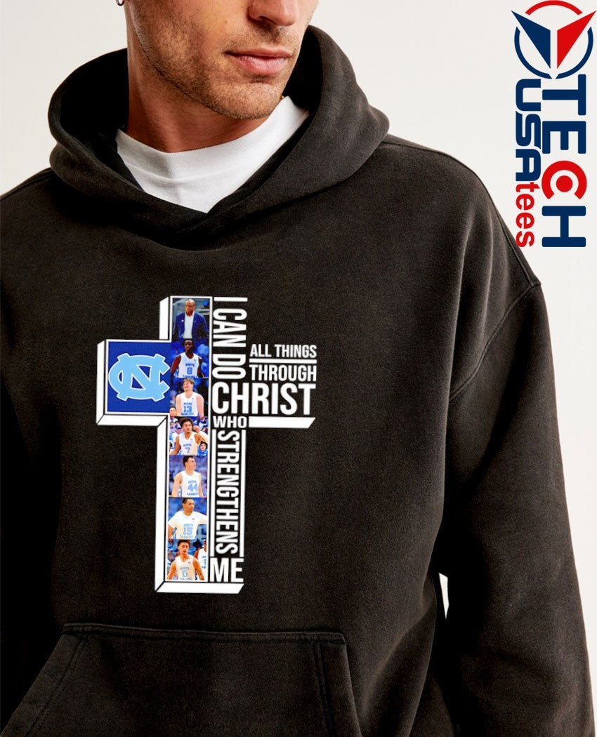 North Carolina Tar Heels Basketball players cross I can do all things through Christ who strengthens me shirt