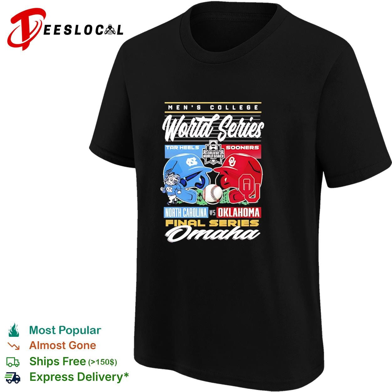 North Carolina Tar Heels vs Oklahoma Sooners 2026 College World Series Championship Matchup helmet shirt