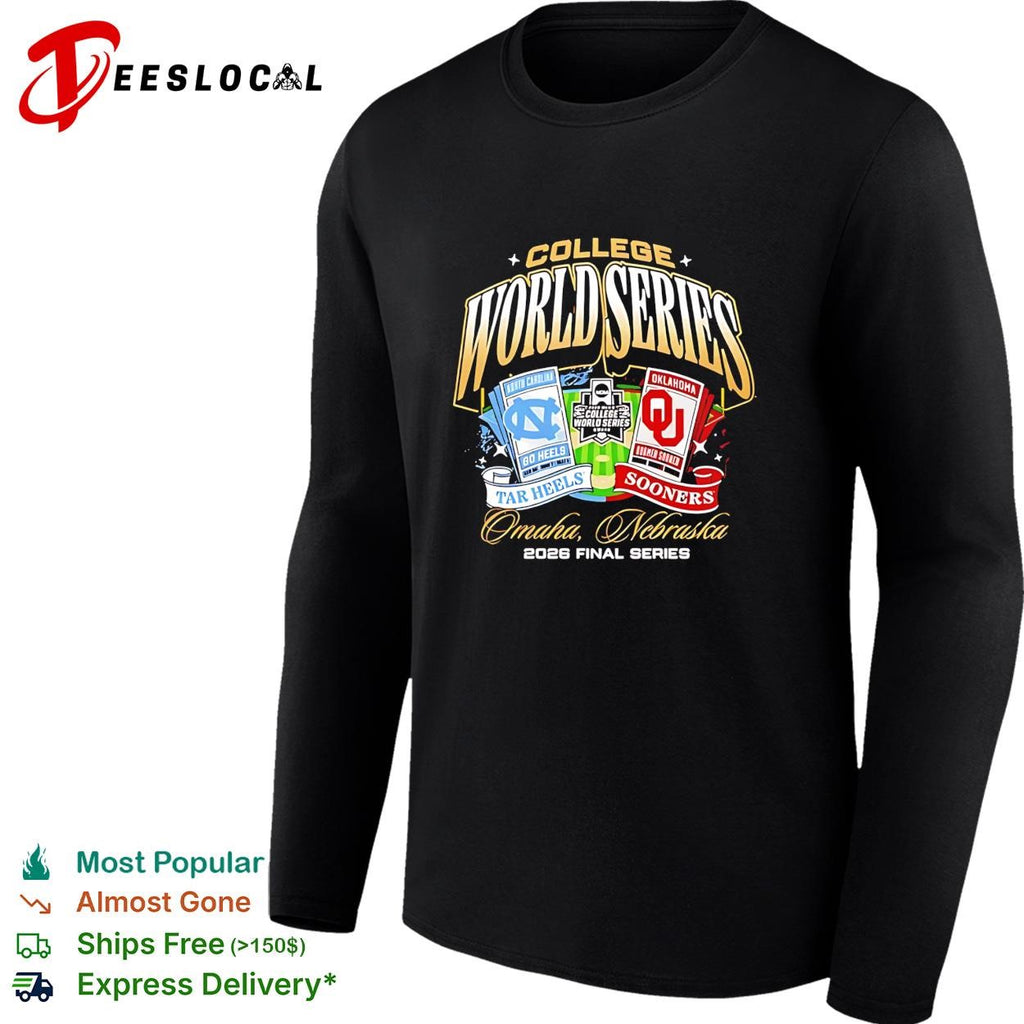 North Carolina Tar Heels vs Oklahoma Sooners 2026 College World Series Championship Matchup ticket shirt