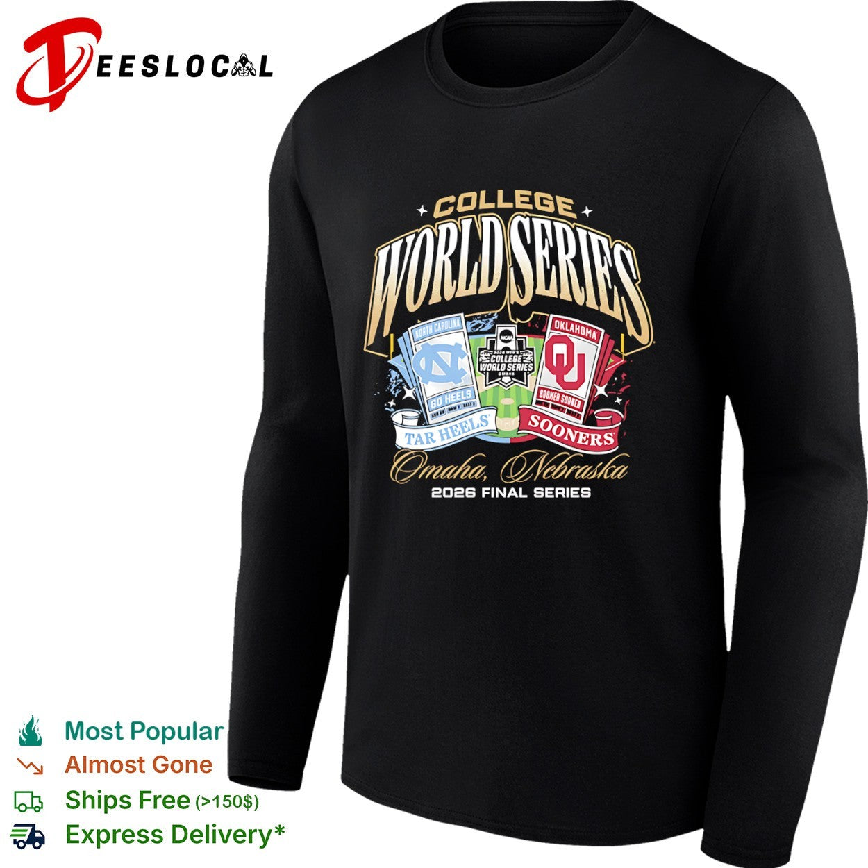 North Carolina Tar Heels vs Oklahoma Sooners College World Series Omaha 2026 shirt