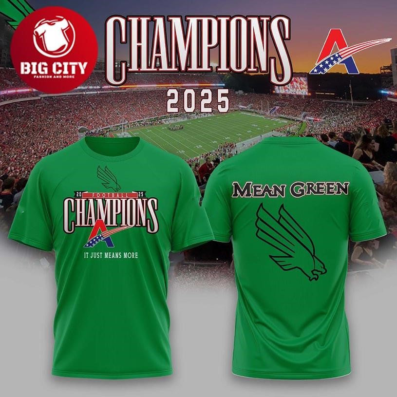 North Texas Mean Green American Conference Champions 2025 Football Two Sided Shirt