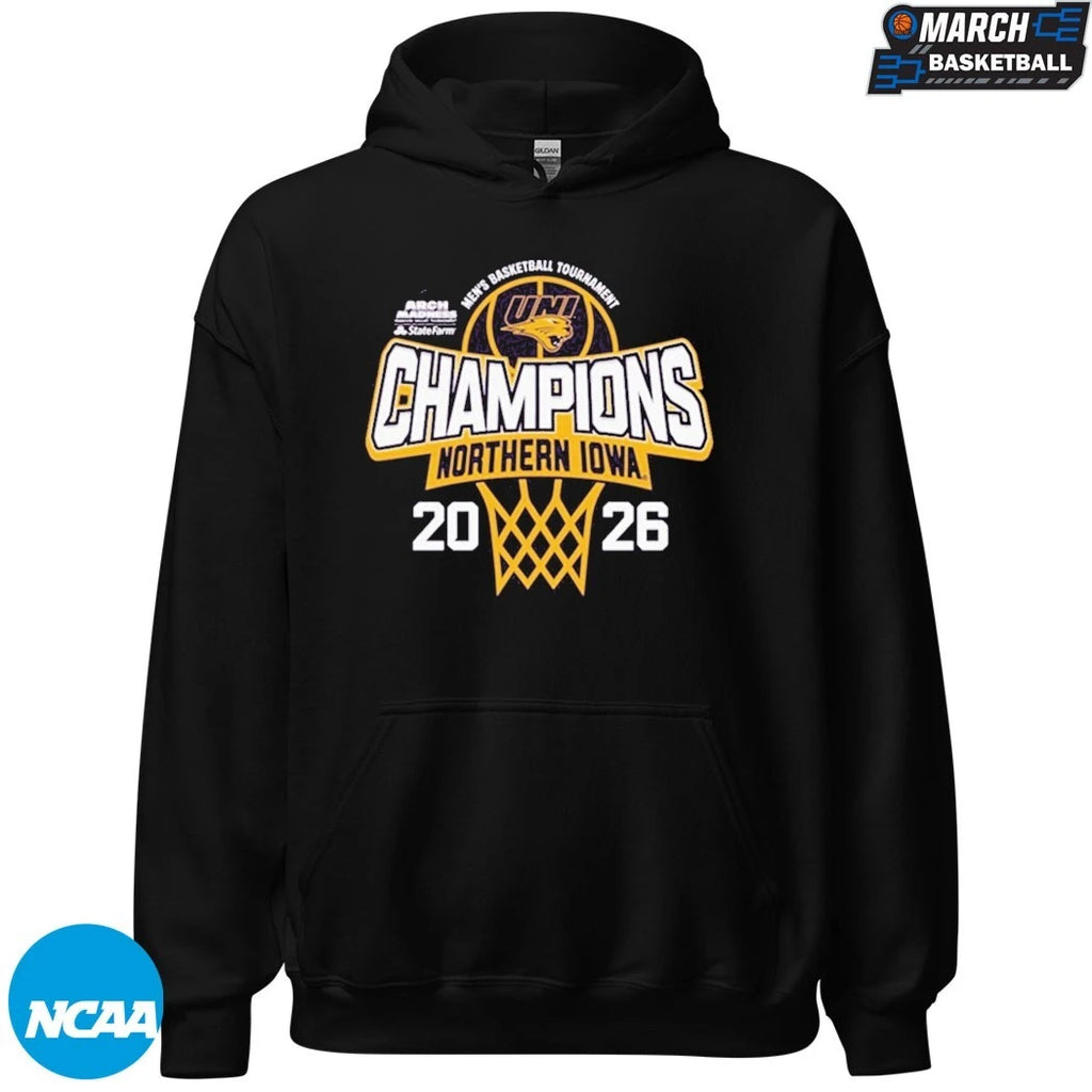 Northern Iowa Panthers 2026 Arch Madness MVC Men’s Basketball Tournament Champions T-Shirts