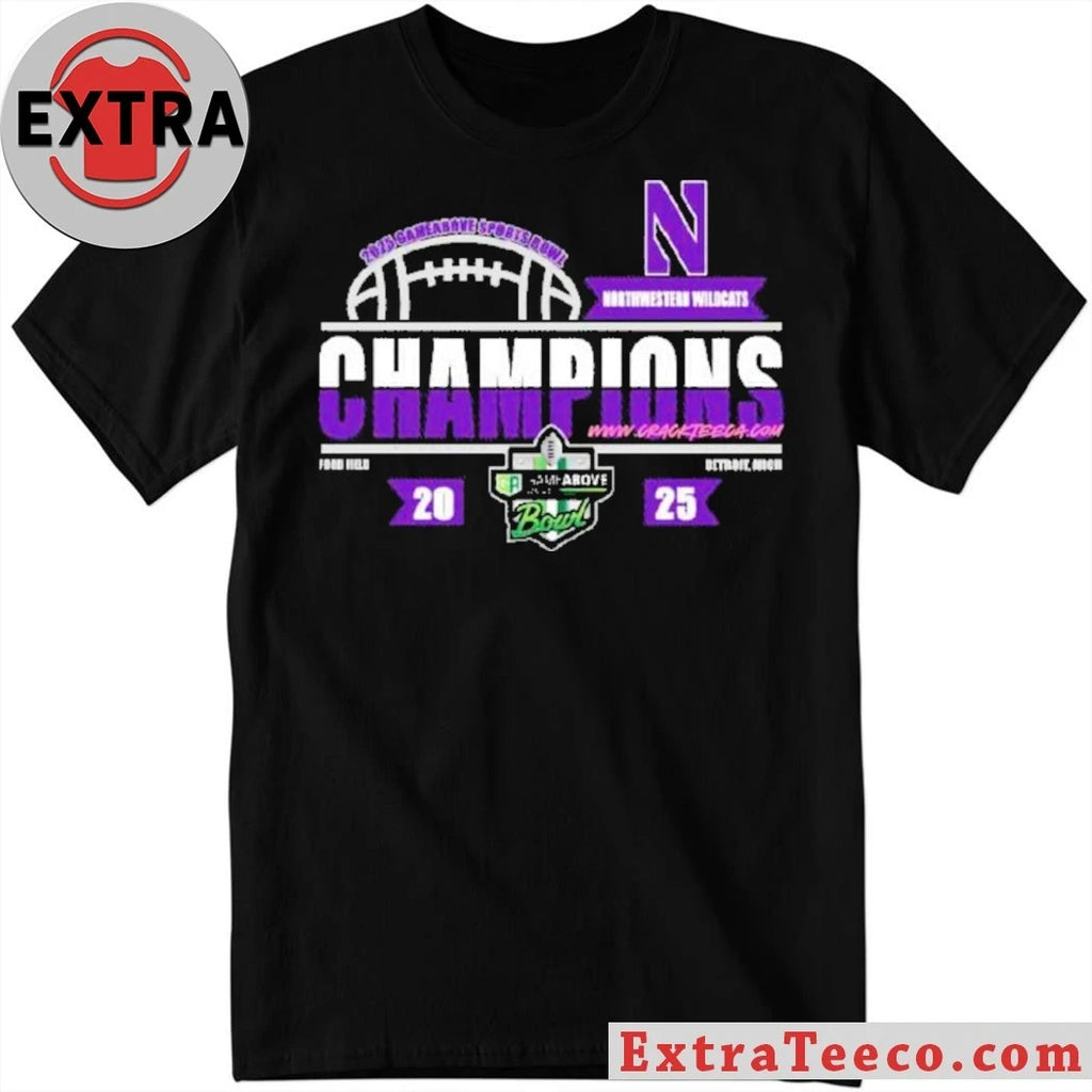 Northwestern Football 2025 Gameabove Sports Bowl Champions Logo T-Shirt