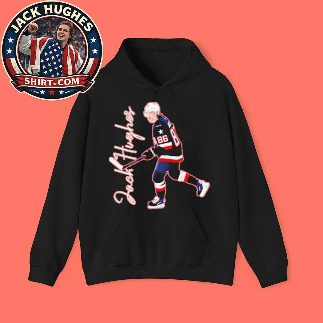 Number 86 Jack Hughes USA Tee Shirt