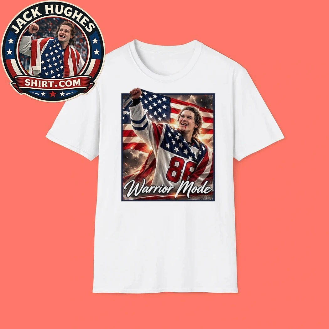Number 86 Jack Hughes Usa Gold Hockey Tee Shirt
