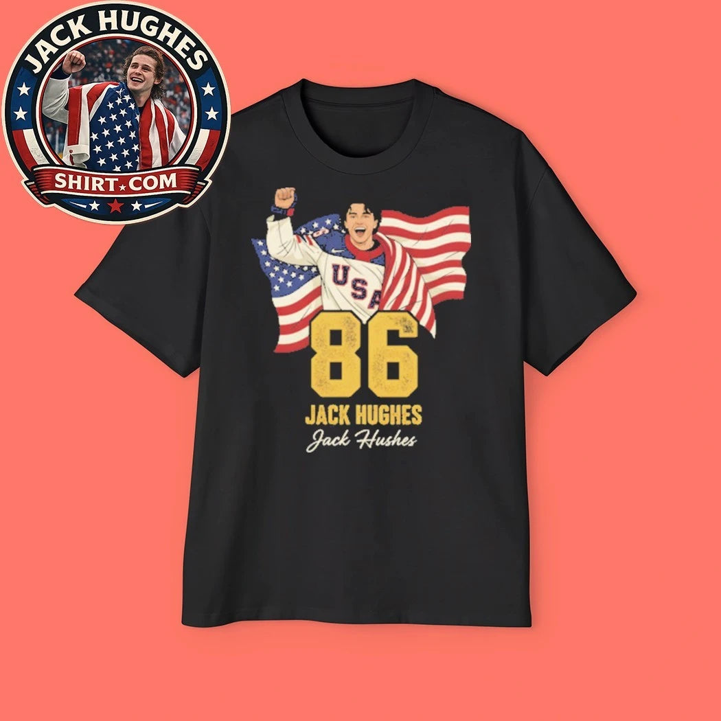 Number 86 Jack Hughes-Usa Hockey 2026 Olympics Flag New Shirt