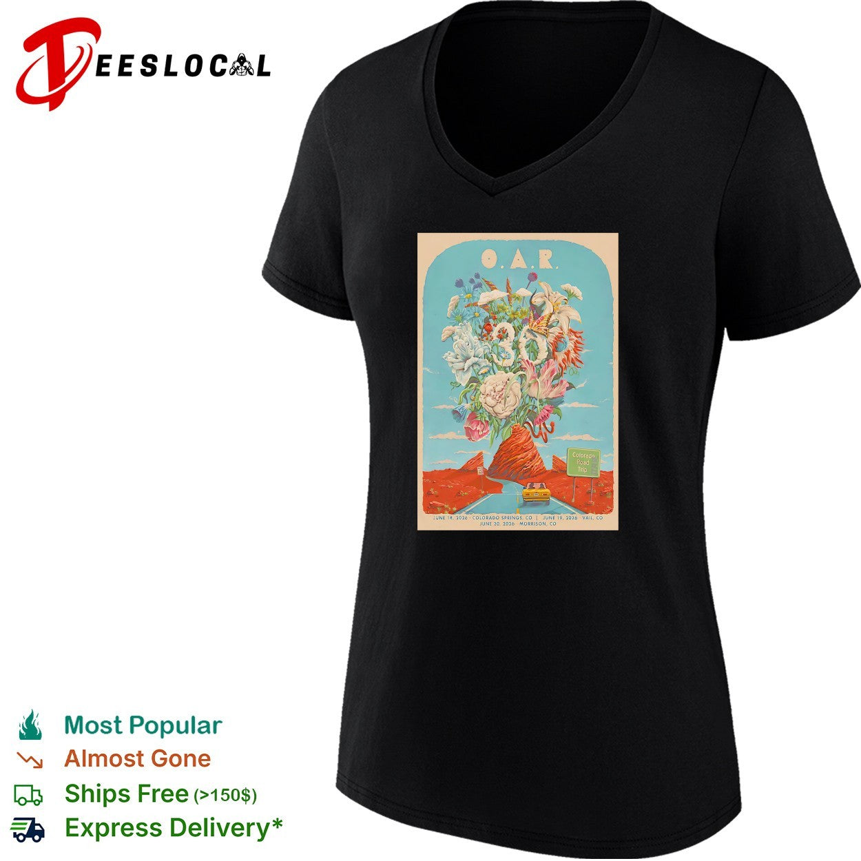 OAR 30th anniversary Colorado road trip poster shirt