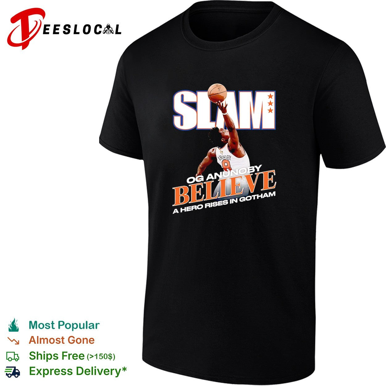 OG Anunoby 8 SLAM Believe a hero rises in Gotham Knicks fan poster shirt