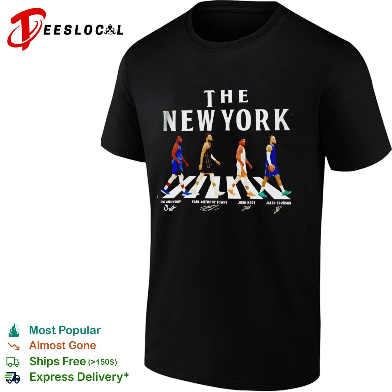 OG Anunoby Karl Anthony Towns Josh Hart Jalen Brunson New York Knicks walking across shirt