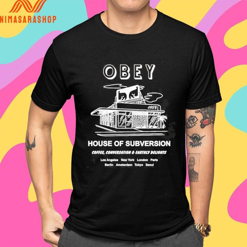 Obey House Of Subversion Coffee Conversation And Earthly Delights Shirts