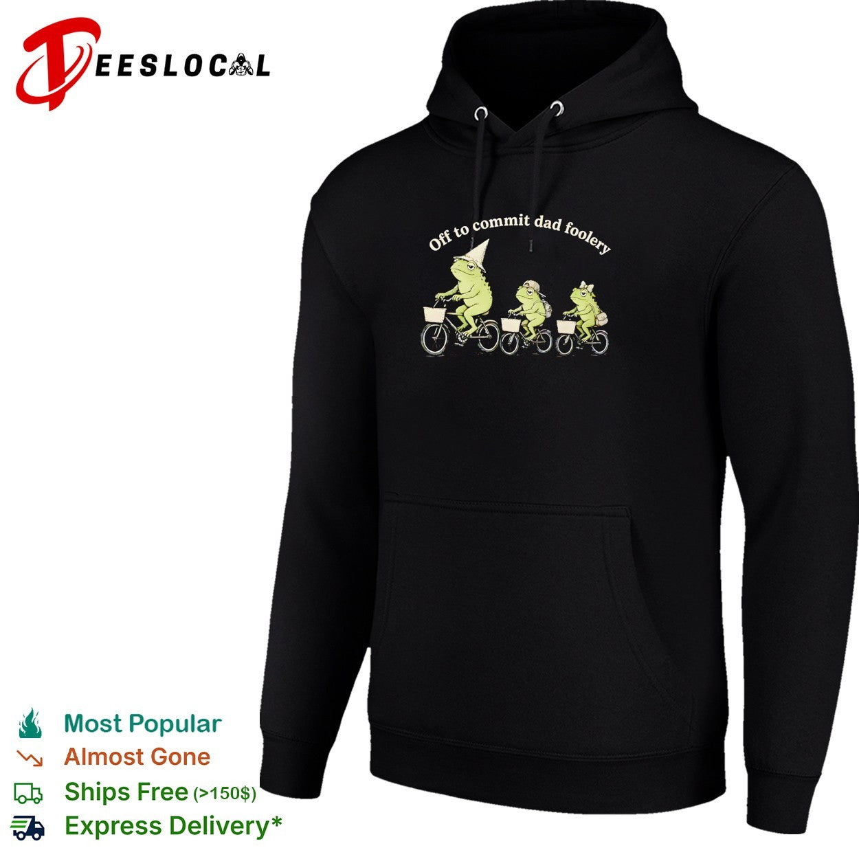 Off to commit dad foolery three frogs riding bicycles family humor art shirt