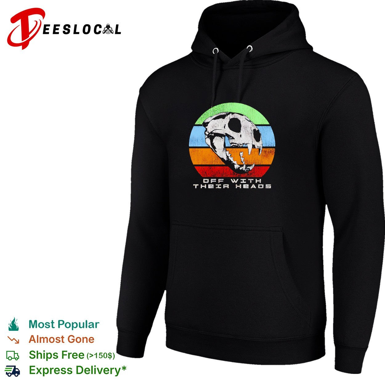 Off with their heads saber tooth skull shirt