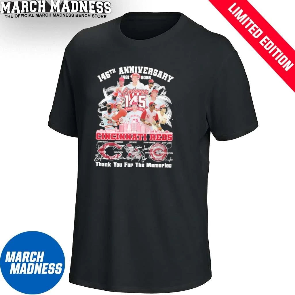 Official 145th Anniversary 1881-2026 Cincinnati Reds Thank You For The Memories Shirt