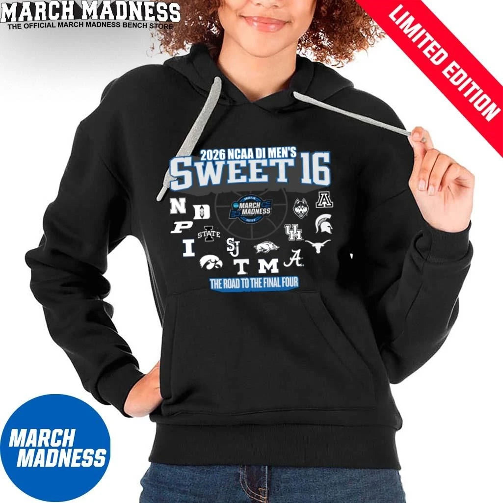 Official 16 Teams Sweet Sixteen 2026 NCAA DI Men’s Basketball T-Shirt