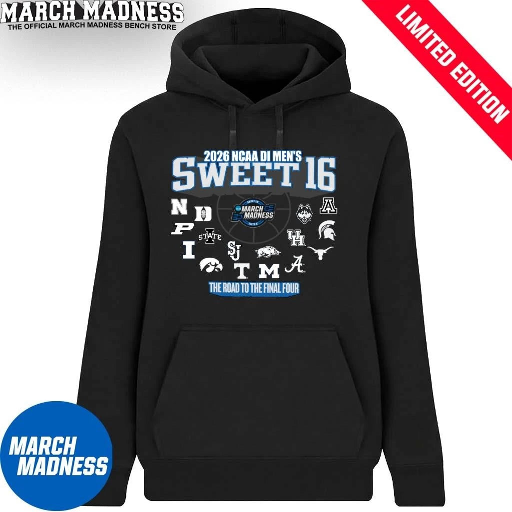 Official 16 Teams Sweet Sixteen 2026 NCAA DI Men’s Basketball T-Shirt