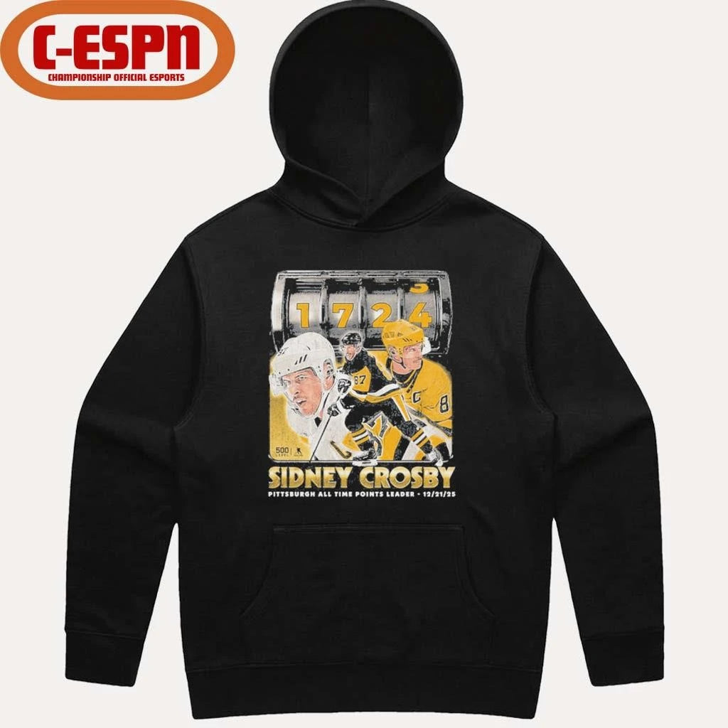 Official 1724 Sidney Crosby Pittsburgh All Time Points Leader shirt