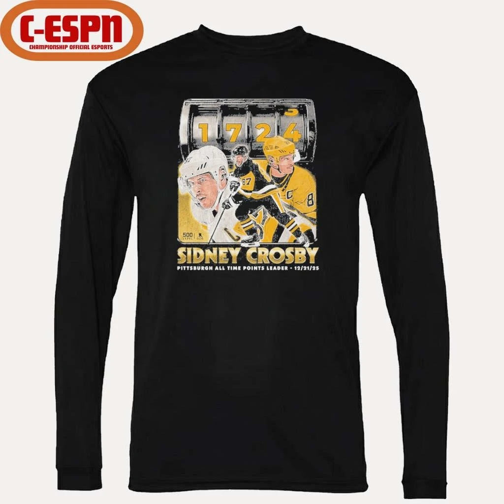 Official 1724 Sidney Crosby Pittsburgh All Time Points Leader shirt