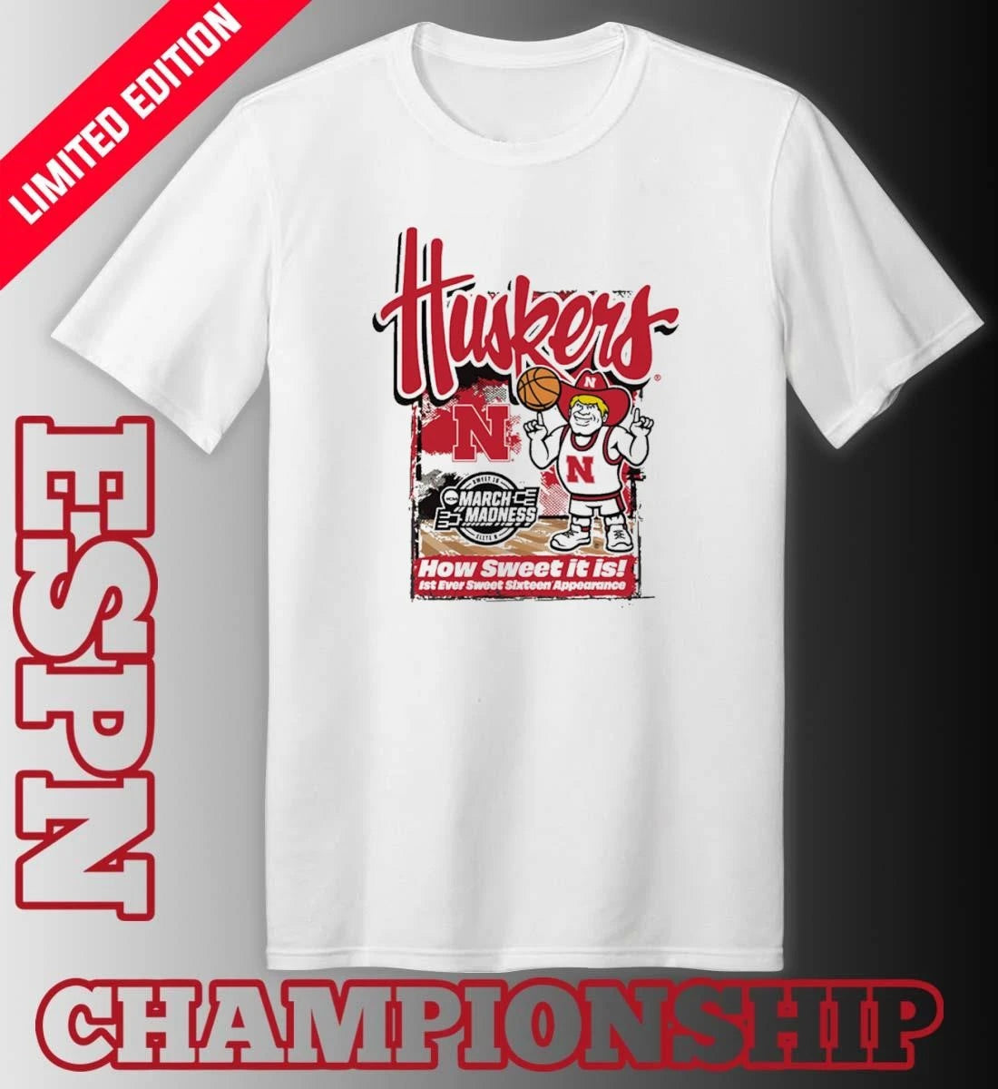 Official 1st Ever Sweet Sixteen Nebraska Cornhuskers Men’s Basketball Shirt