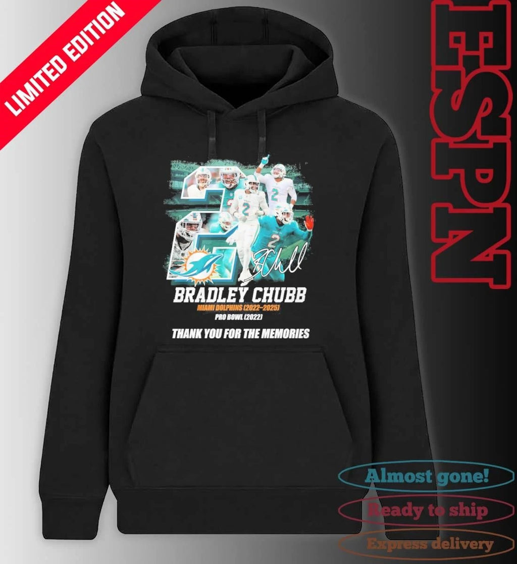 Official #2 Bradley Chubb Miami Dolphins 2022-2025 Thank You For The Memories Shirt